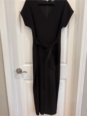 Express Black Jumpsuit with V-Neck and Waist Tie